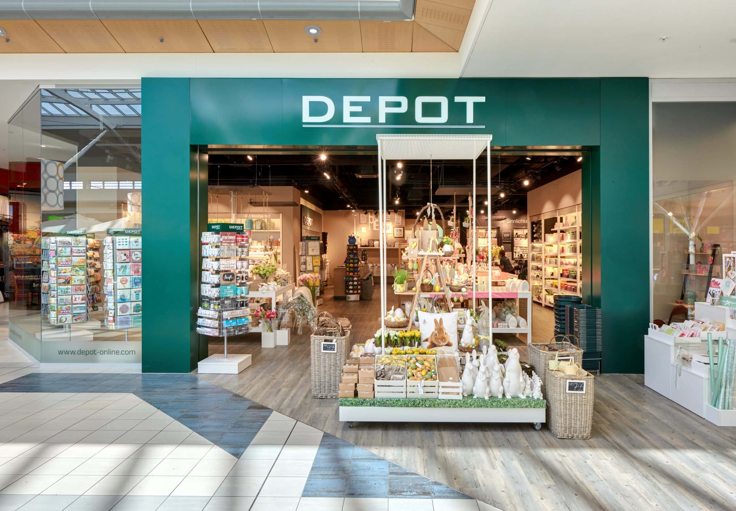 Shopfront von Depot im Emmen Center mit Osterdekoration